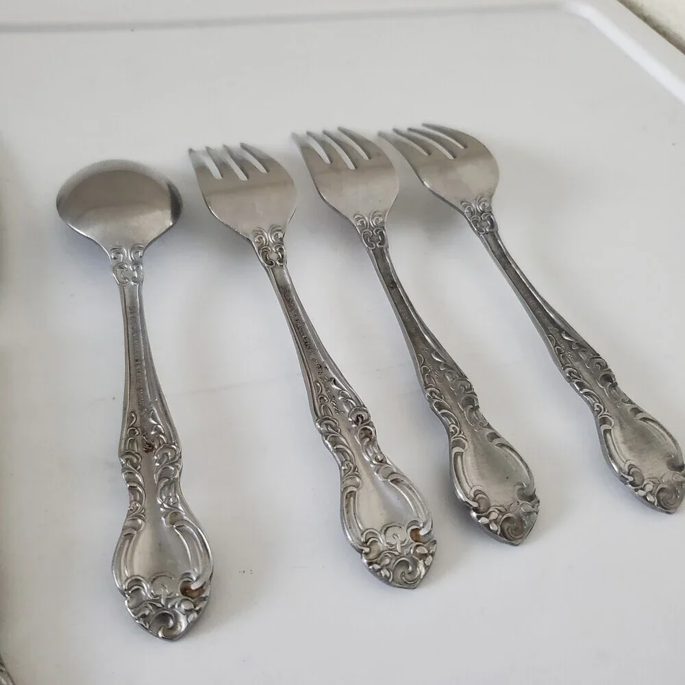 DEL-CO Rosewood Stainless Steel Flatware Set 9 Pcs Japan Forks Knives Spoon